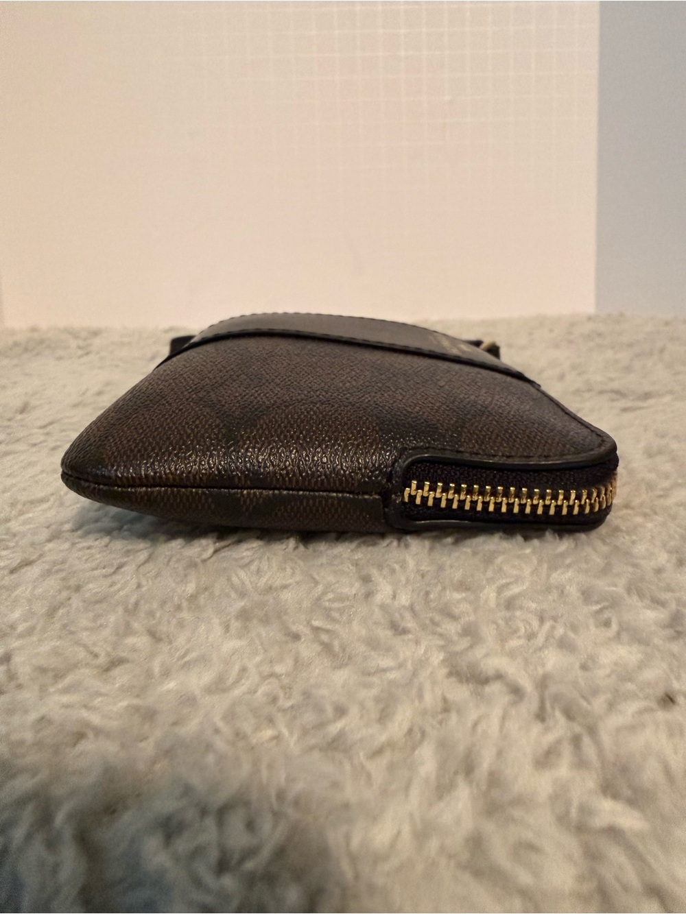 Coach Brown and Black Signature Zip Wristlet - Picture 4 of 8